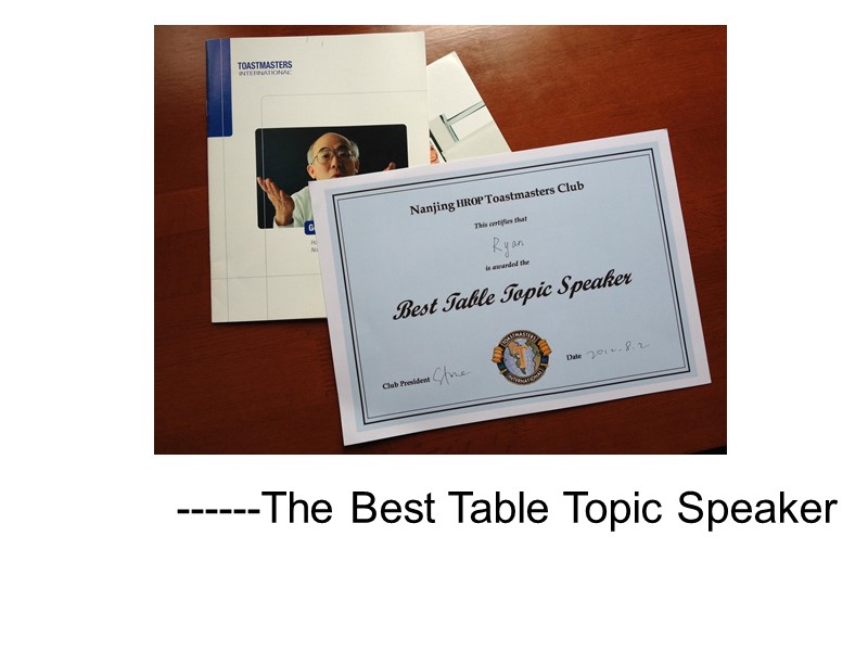 ------The Best Table Topic Speaker